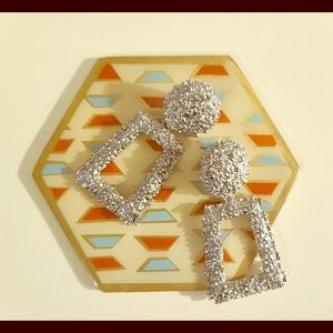 Silver textured statement earrings